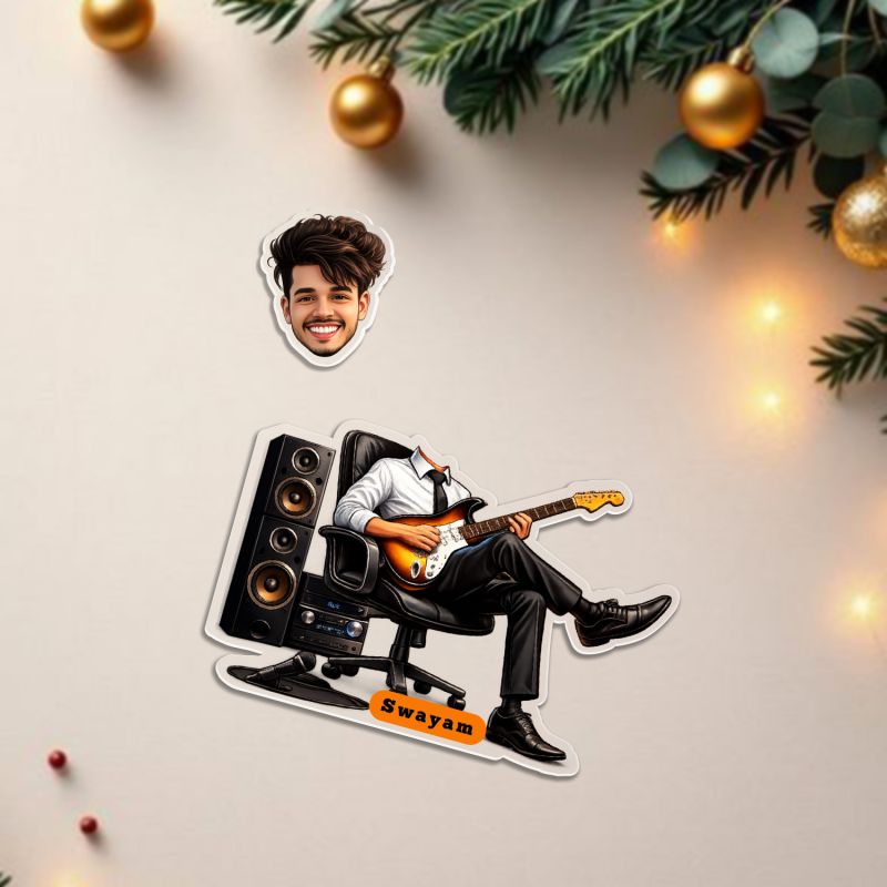 Personalized Music Theme Bobblehead Caricature Custom with Name Battery Powered Shaking Head Showpiece for Home Decor Living Room Car Dashboard Gift for Singer & Music Lover